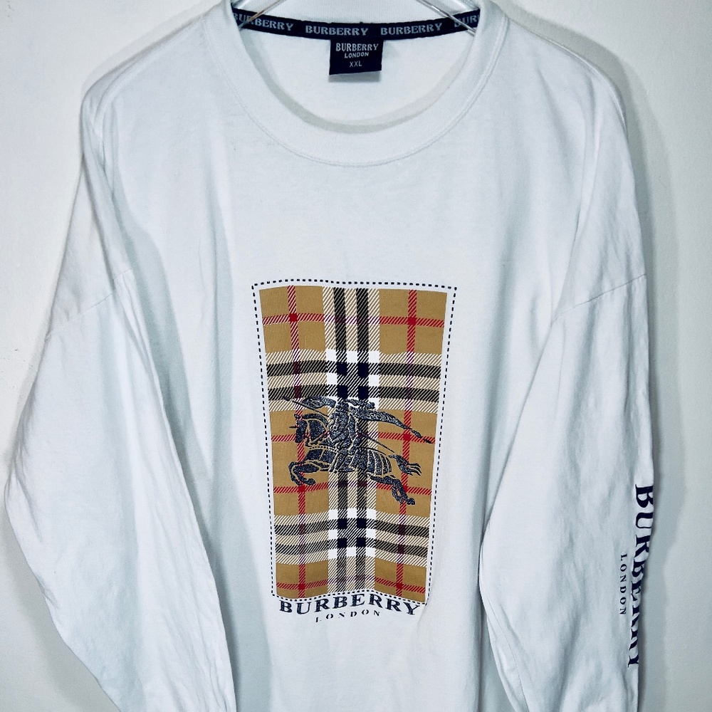 BURBERRY Knight & Check Branded Logo Sweatshirt [XXL, White] *SOLD*